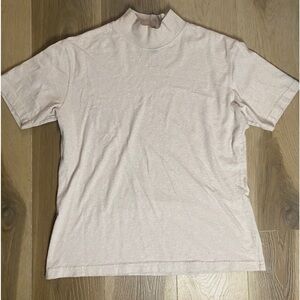 Cream Mock Neck T Shirt